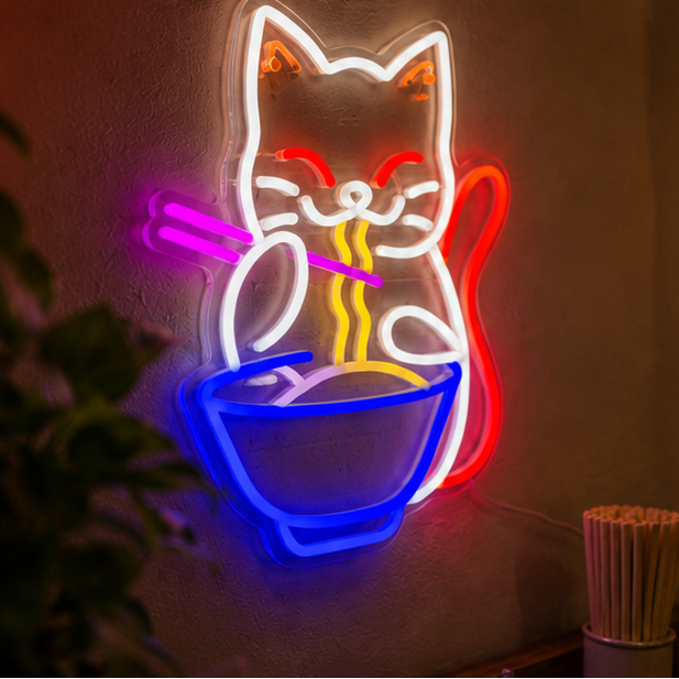 Douxella™  Néon LED Maneki Neko Porte-Bonheur